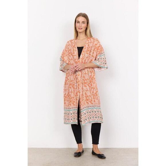 NWT SOYA CONCEPT Enel Papaya Paisley Floral Print Kimono - Picture 1 of 5